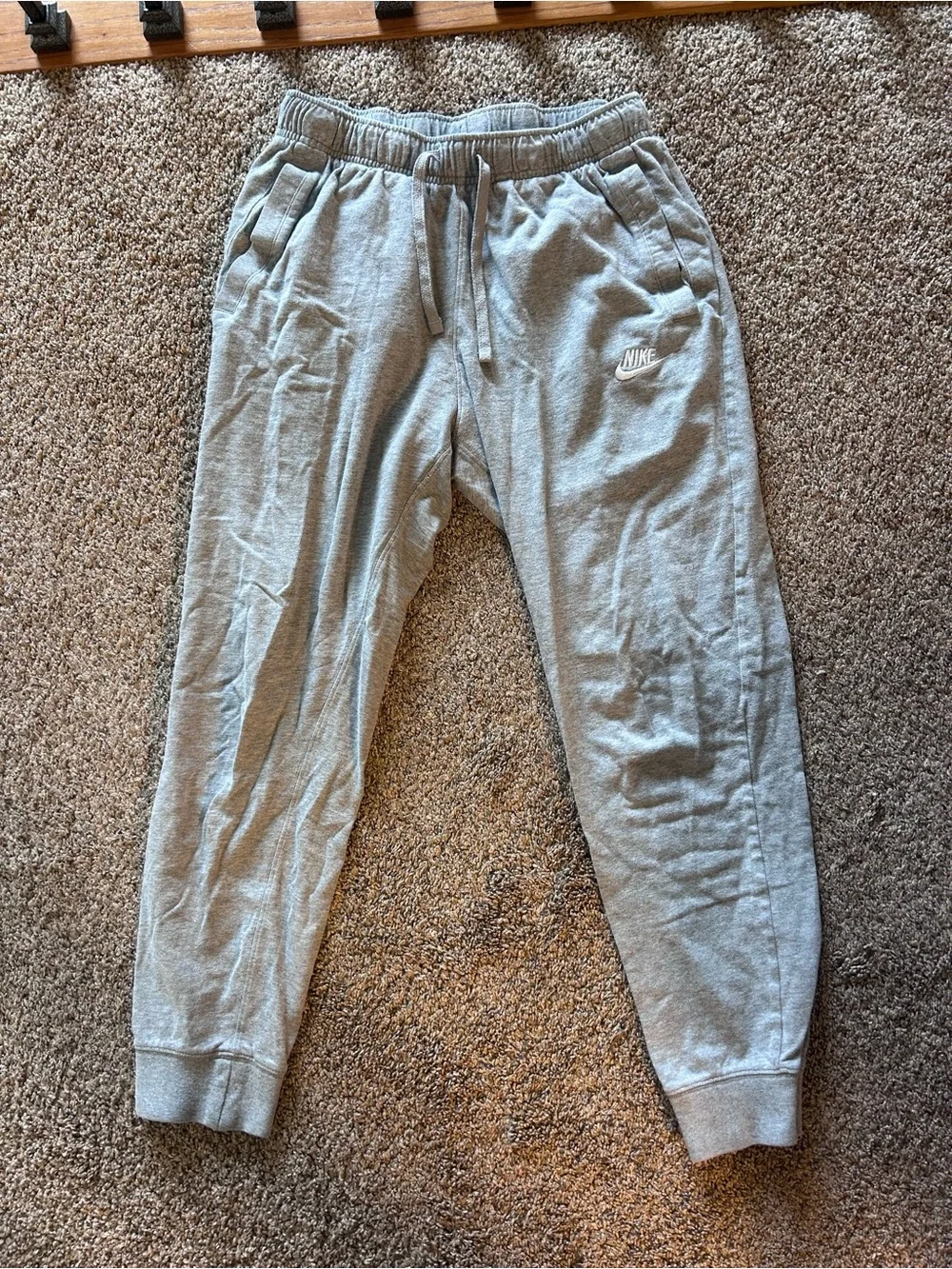 Nike Light Gray Women’s Jersey Joggers with Logo